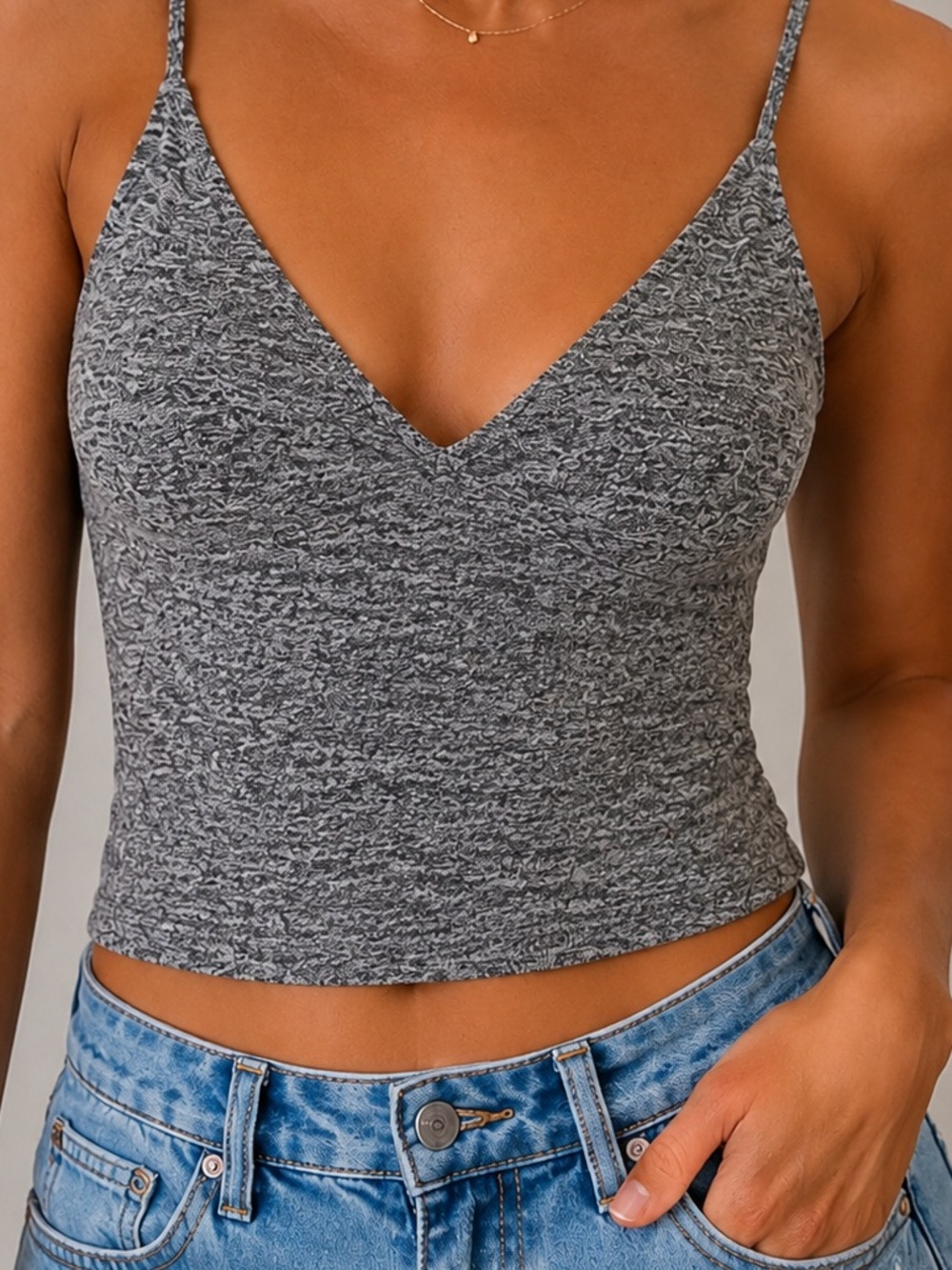 Heathered grey knit Women's Tank Top